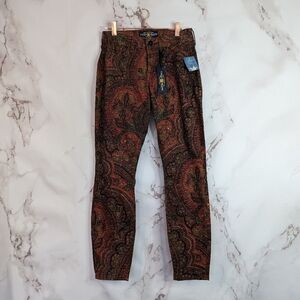Lucky Brand Sofia Skinny Red Paisley Jean Pant Mid Rise